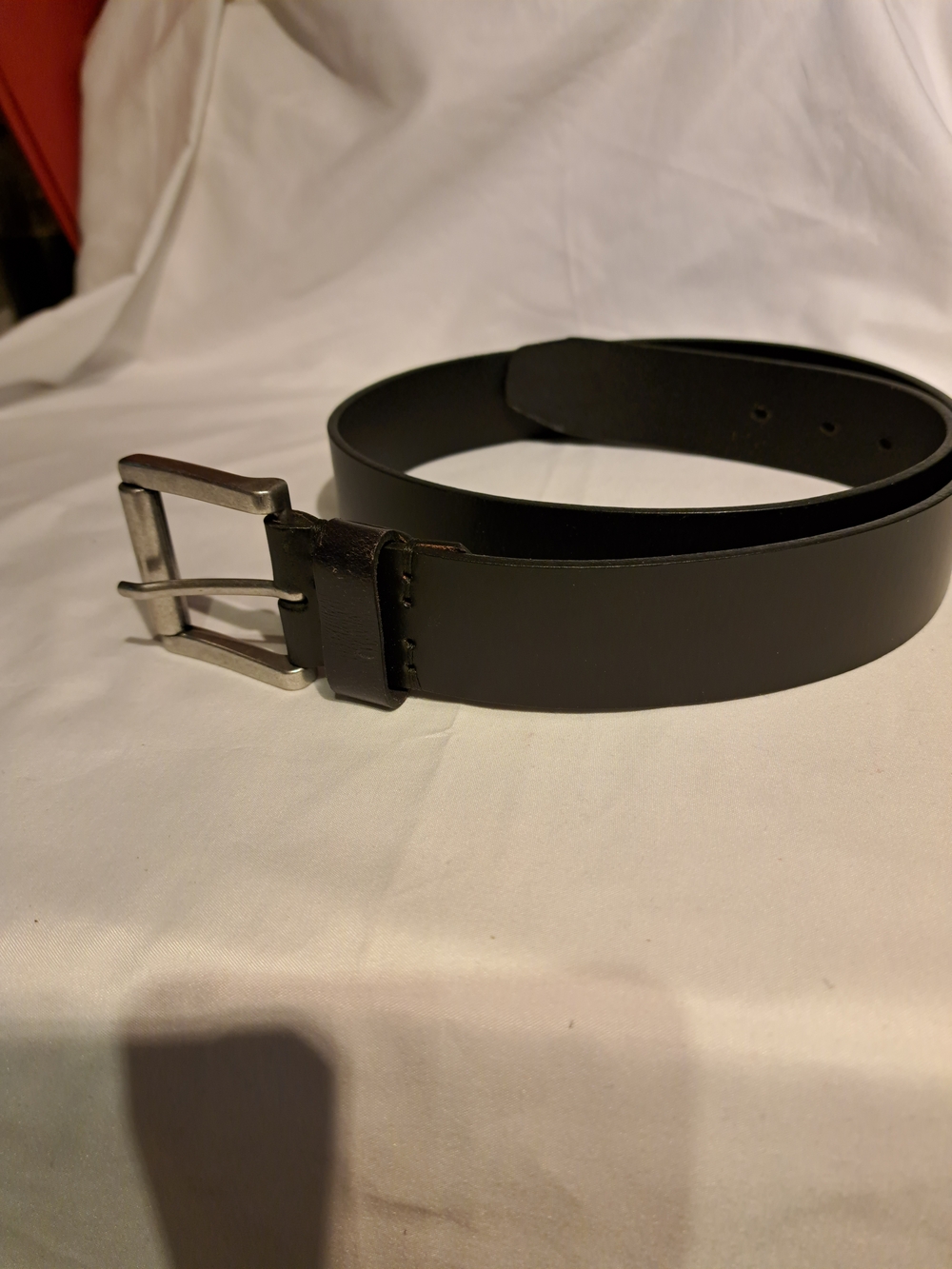Timberland Black Leather Men's Belt with Matte Silver Buckle